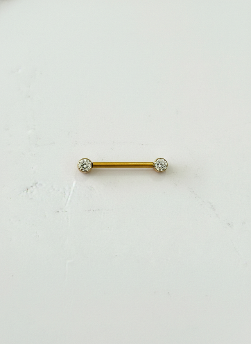 Piercing pezon titanio 14G, zirconias encapsuladas. - piercings Mundo Chic