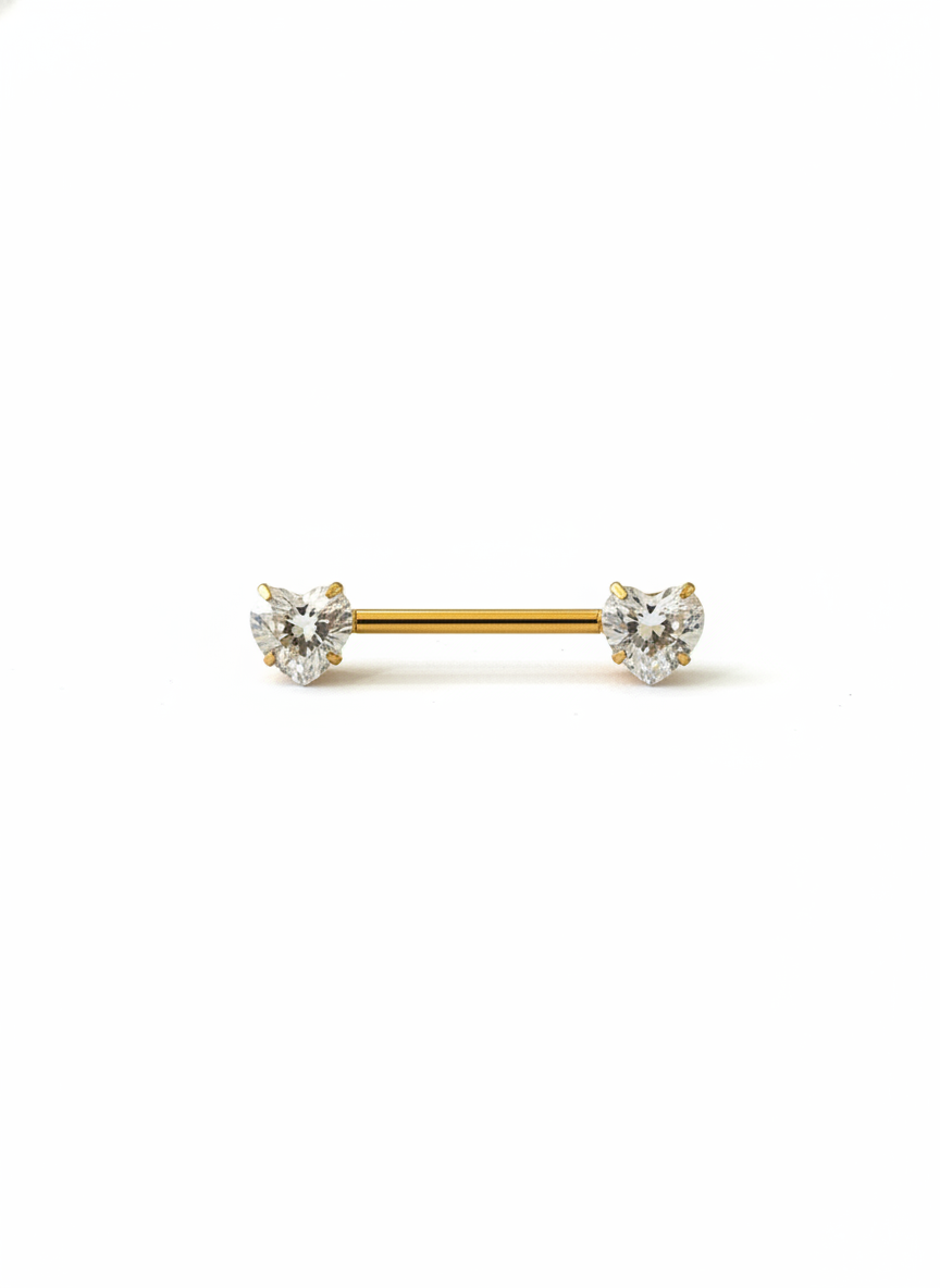 Piercing pezon titanio 14G,  zirconia corazon - piercings Mundo Chic
