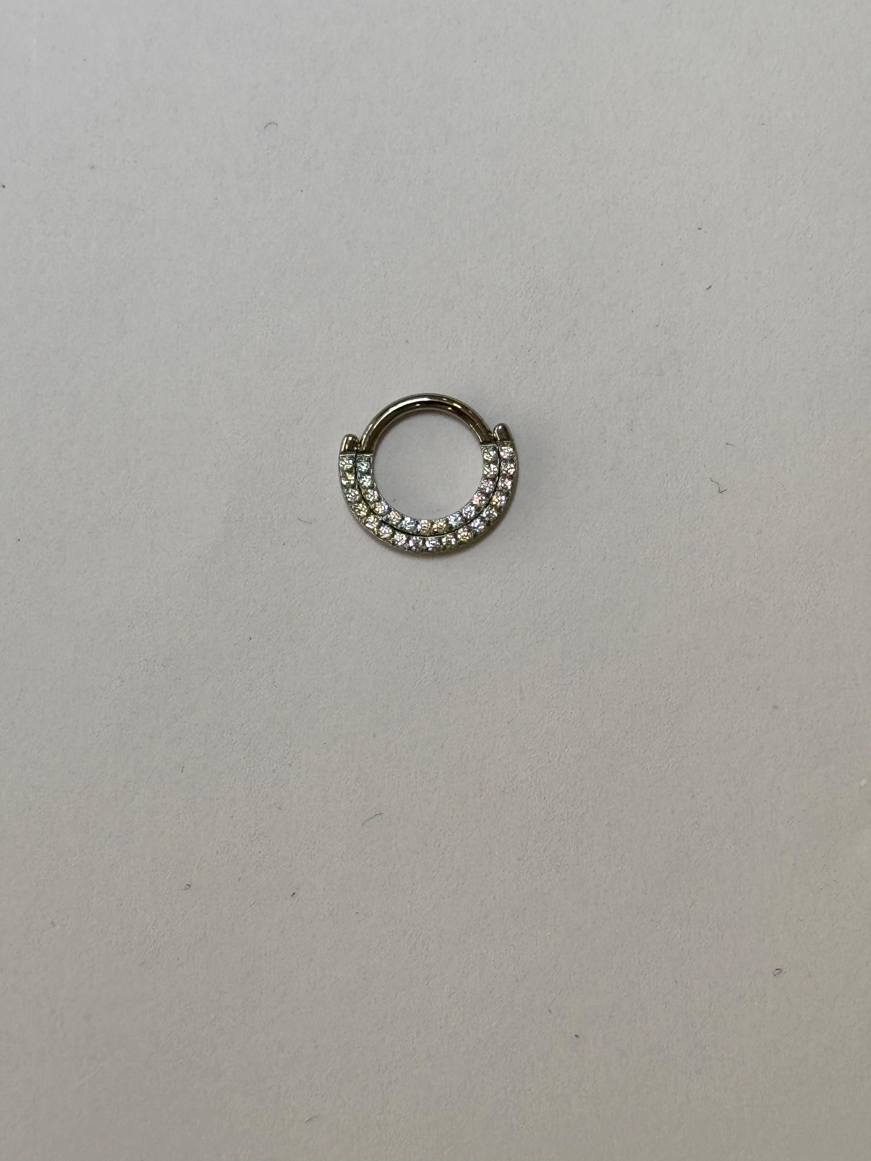Piercing Titanio Argolla 2 Filas Dorado Zirconias - piercings Mundo Chic