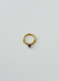 Piercing clicker titanio 16G, con zirconias transparente y morada en gota - piercings Mundo Chic