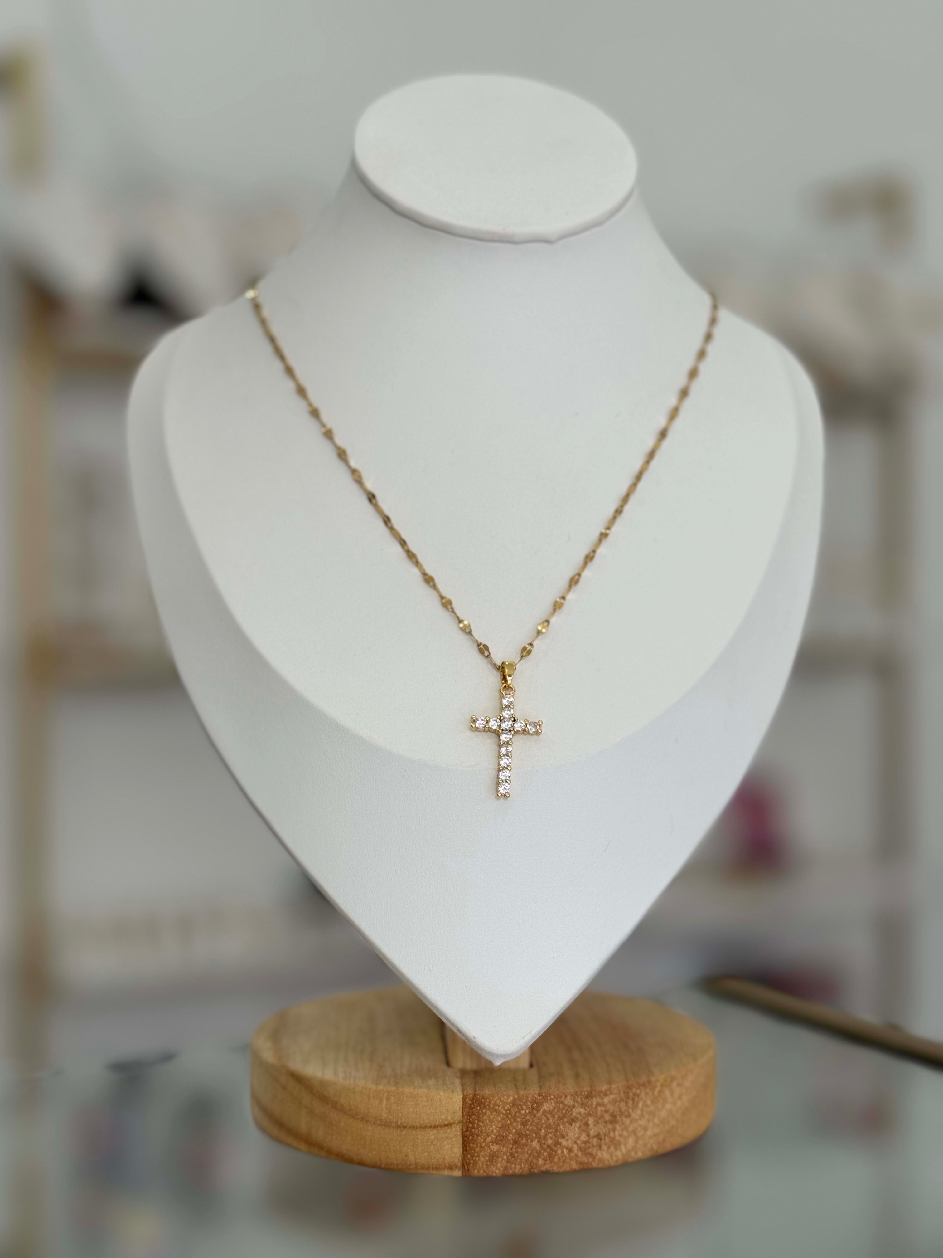 Cadena con cruz y 12 zirconias. - collares Mundo Chic