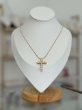 Collar con dije de cruz y 11 zirconias.  - collares Mundo Chic