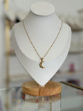 Collar dorado con dije de luna con zirconias - collares Mundo Chic