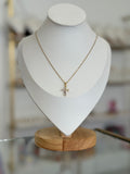Collar dorado con dije de cruz de zirconias - collares Mundo Chic