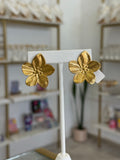 Aretes Flor Vainilla Elegantes Dorados Baño Oro Mujer - aretes Mundo Chic