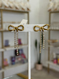 Aretes Listones Zirconias Dorados Party Glam Acero - aretes Mundo Chic
