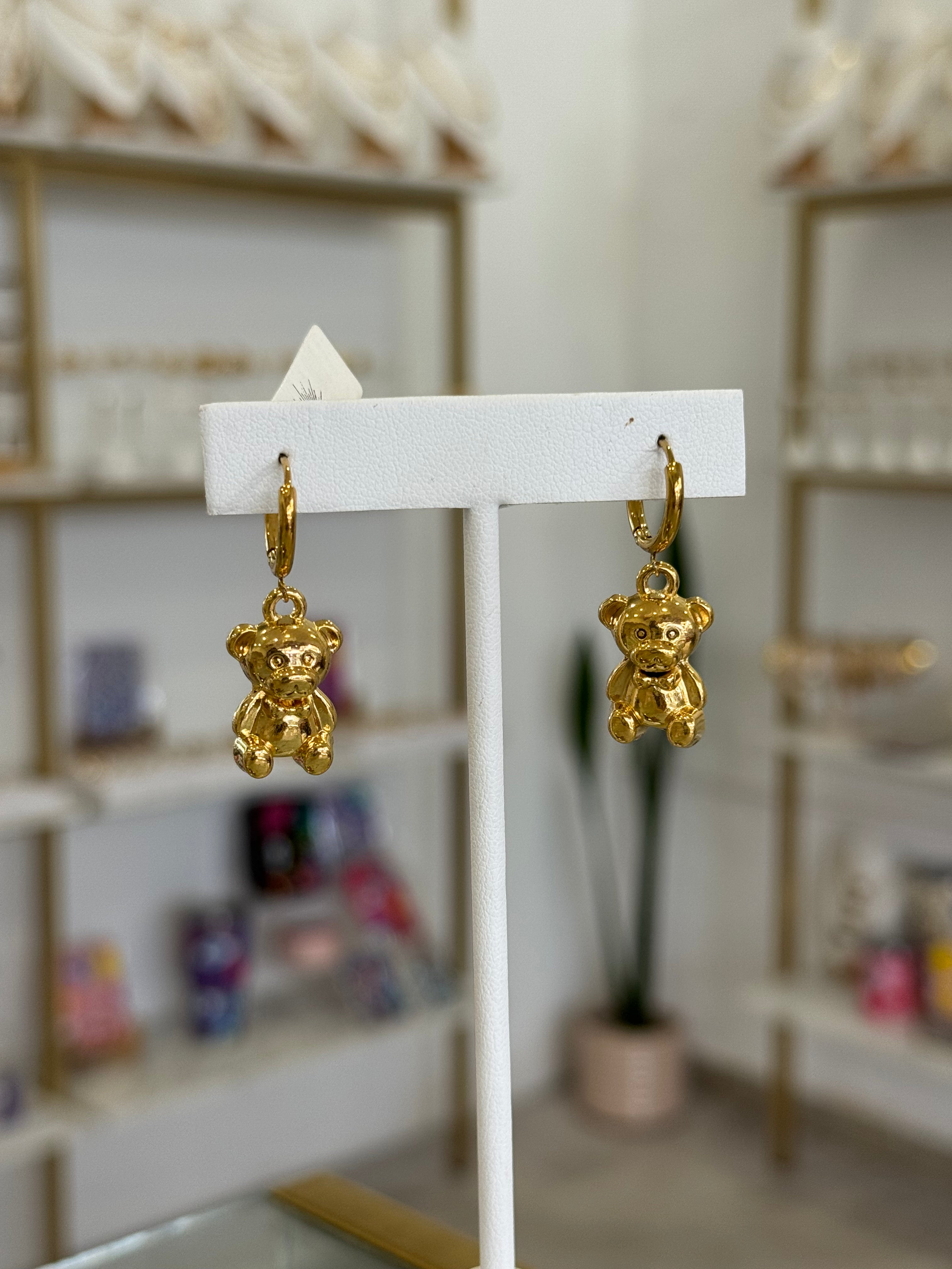 Aretes Ositos Dorados Cute Aesthetic Baño Oro Mujer - aretes Mundo Chic