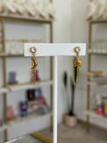 Aretes Colgantes Sol Luna Celestial Dorados Acero - aretes Mundo Chic