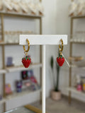 Aretes Fresas Doradas Kawaii Trendy Acero Inoxidable - aretes Mundo Chic