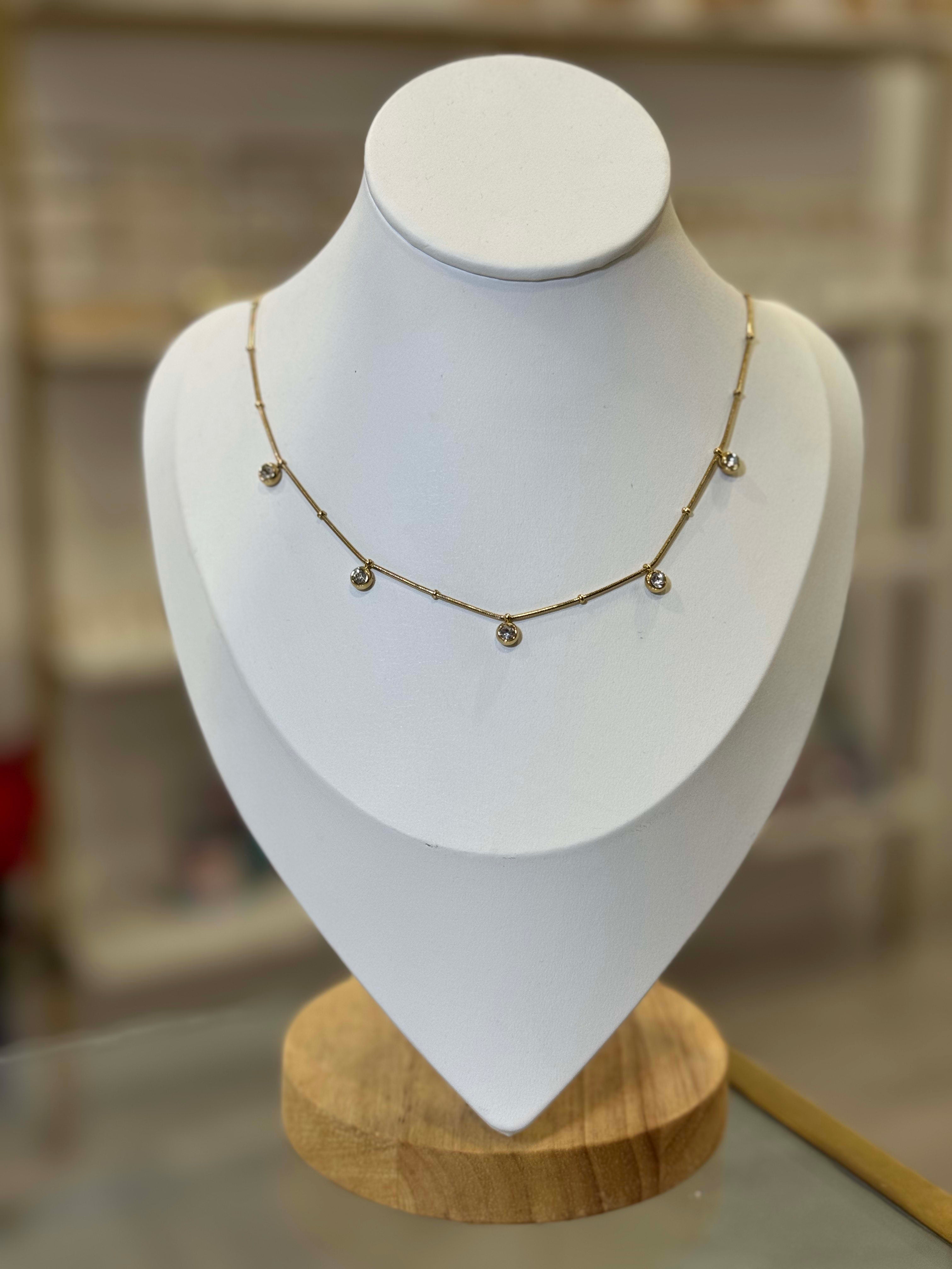 Collar bolitas zirconias intercaladas.  - collares Mundo Chic