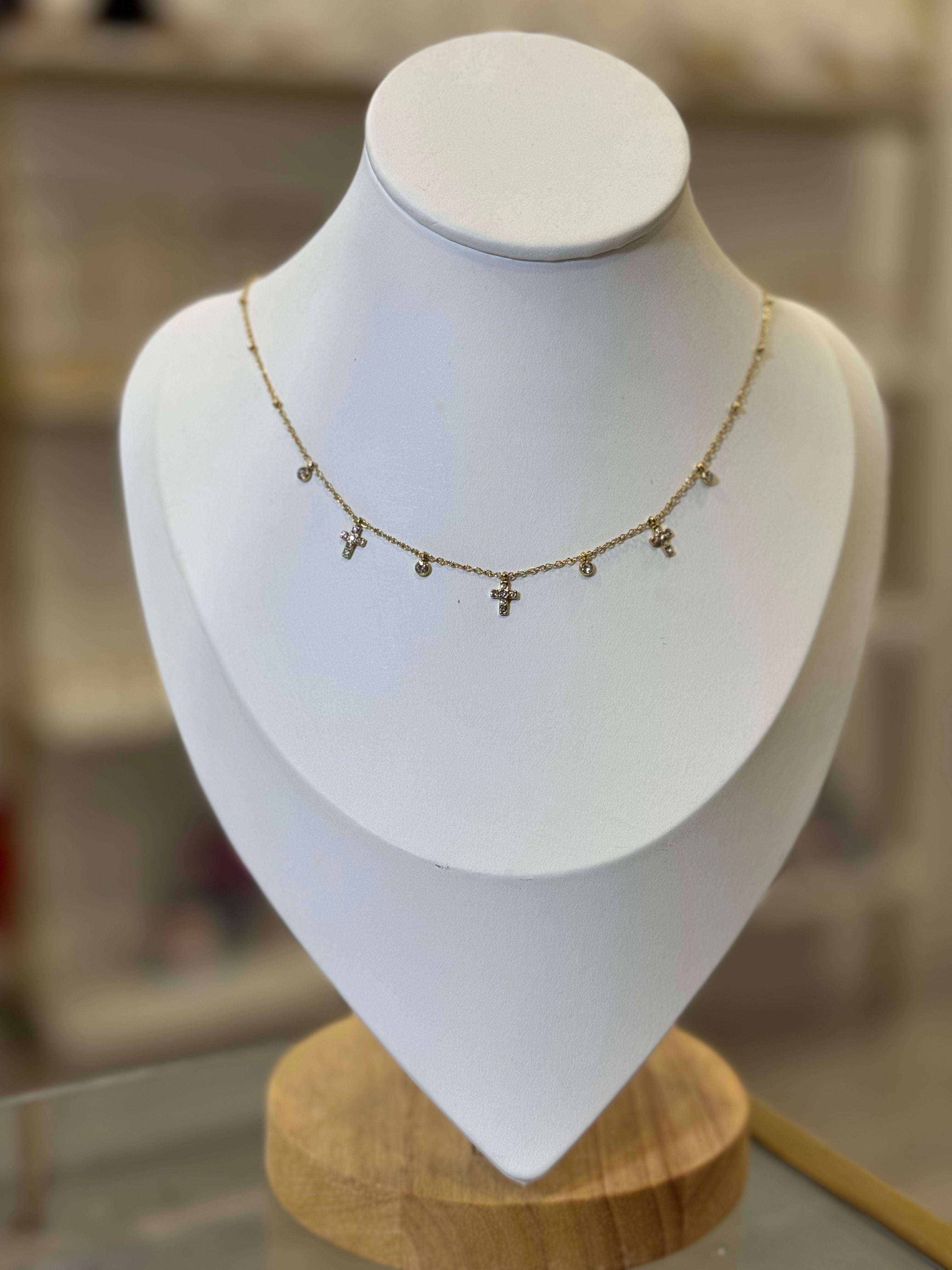 Collar dijes cruces pequeñas y zirconias. - collares Mundo Chic