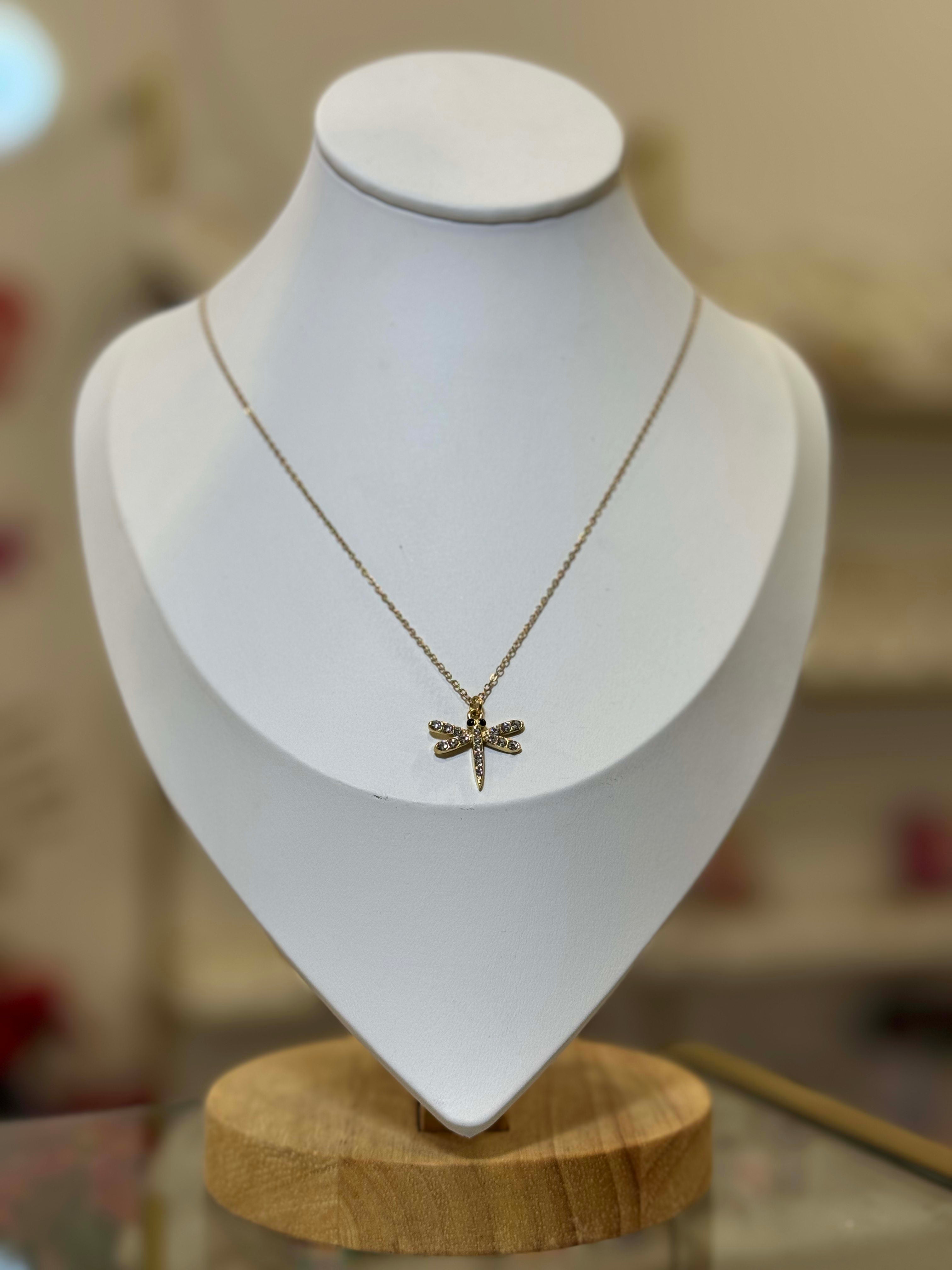 Collar con dije de Libélula y zirconias. - collares Mundo Chic