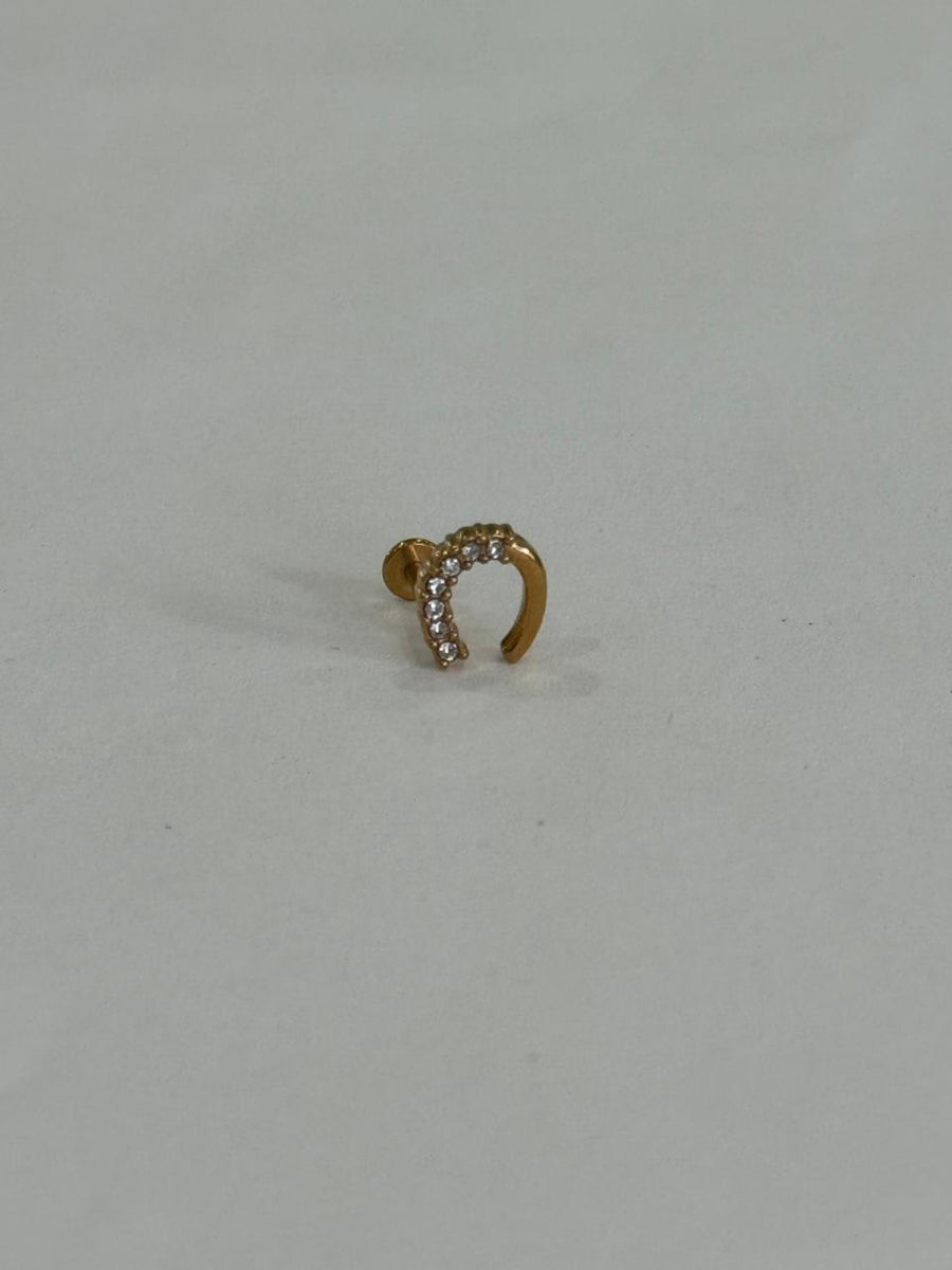 Herradura con zirconias. Piercing labret de acero quirúrgico 316L - piercings Mundo Chic