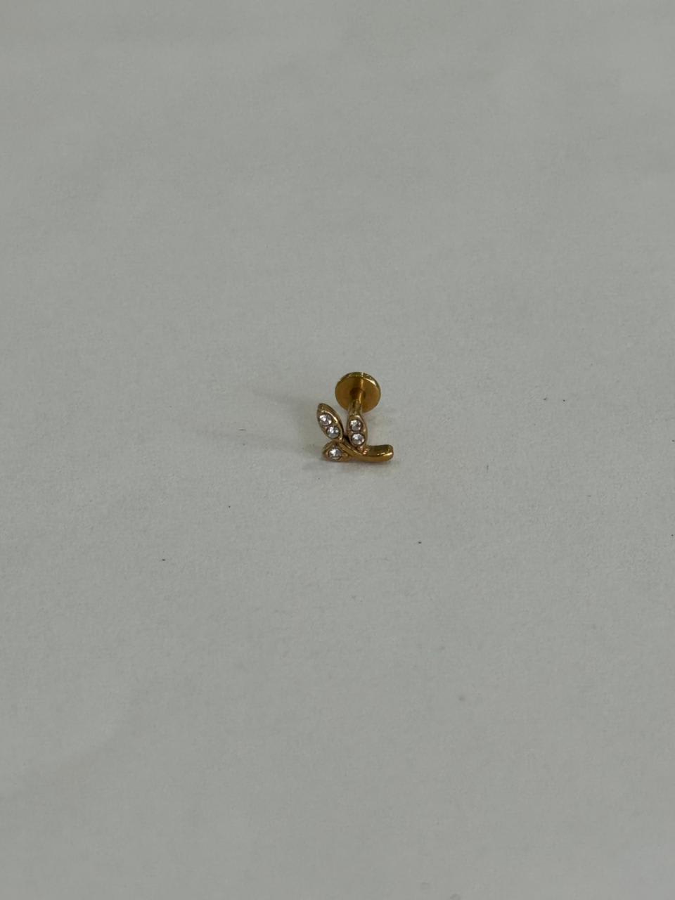 Hojitacon zirconias. Piercing labret de acero quirúrgico 316L - piercings Mundo Chic