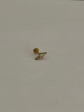 Rayo con zirconias. Piercing de acero quirúrgico 316L - piercings Mundo Chic