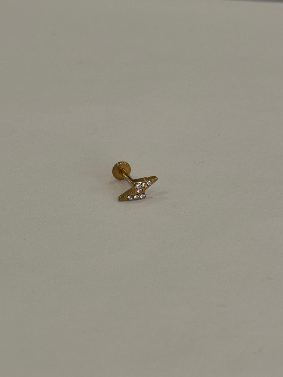 Rayo con zirconias. Piercing de acero quirúrgico 316L - piercings Mundo Chic