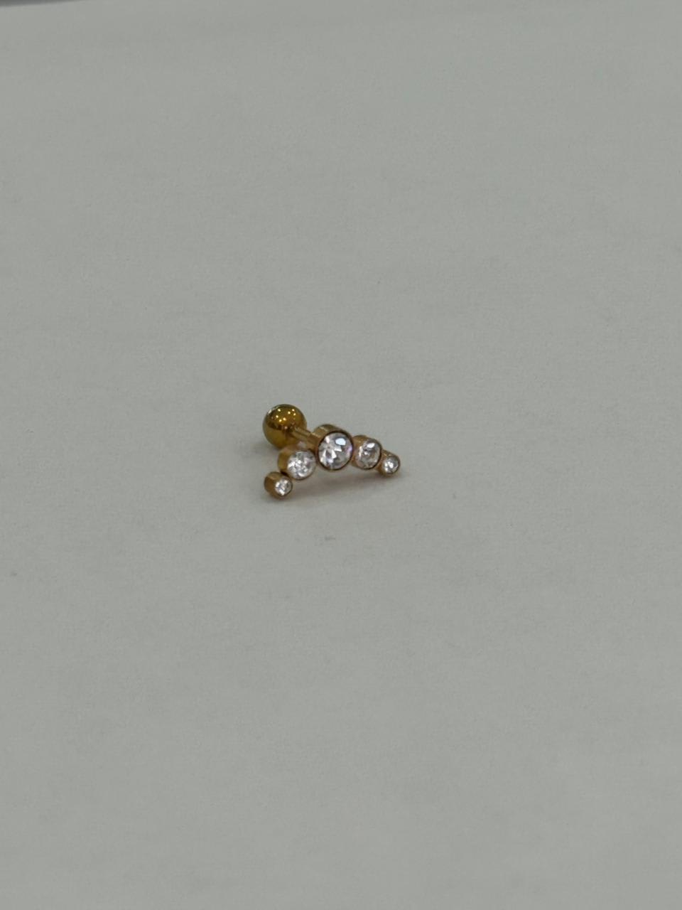 Arco dorado con 5 zirconias, Piercing de acero quirúrgico 316L - piercings Mundo Chic