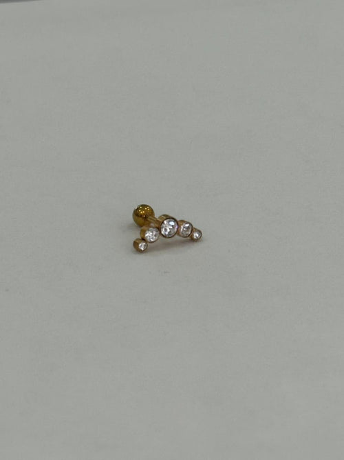 Arco dorado con 5 zirconias, Piercing de acero quirúrgico 316L - piercings Mundo Chic