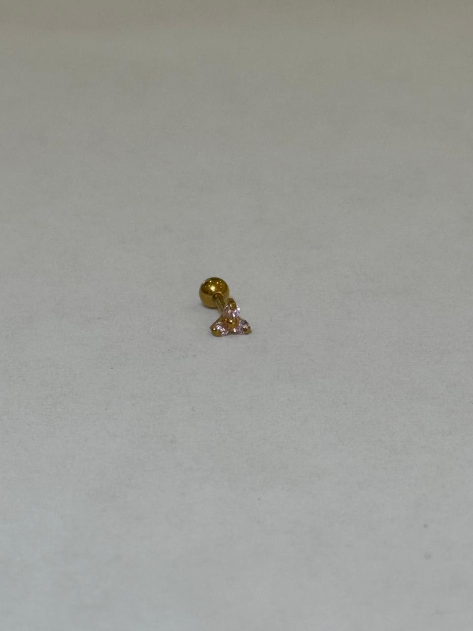 Trebol 3 zirconias rosas. Piercing de acero quirúrgico 316L - piercings Mundo Chic