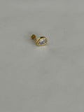 Gotita chapa de oro. Poste de acero quirúrgico 316L - piercings Mundo Chic