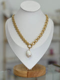 Collar Piedra Carey Elegante Chapa Oro 14K Acero Inoxidable Mujer - collares Mundo Chic